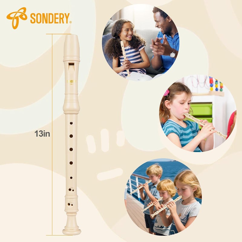 Sondery آلة السوبرانو للتسجيل بتقنية الأصابع الألمانية، مسجل متين للمبتدئين، سهل العزف، جسم بلاستيكي، يتضمن مخطط الأصابع وحقيبة حمل - Image 4